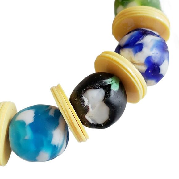 set of 3 AFRICAN handmade trade bead choker statement necklace bracelet earrings - Picture 5 of 8